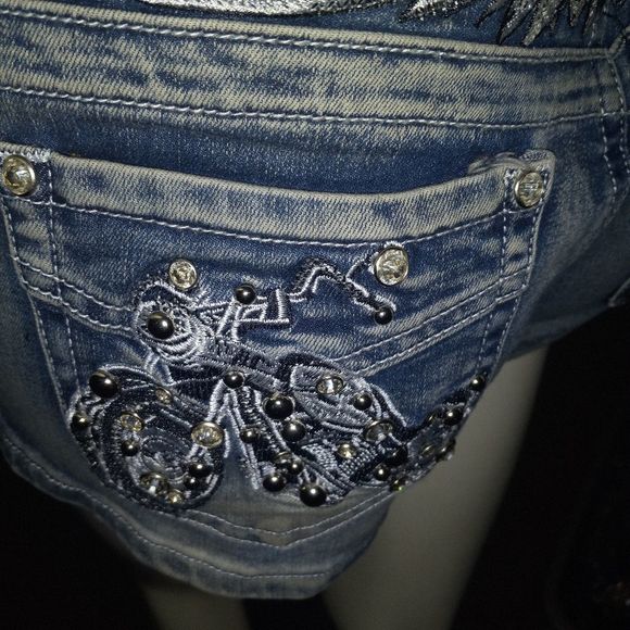Free Rider Motorcycle Rhinestone Shorts - Picture 7 of 7
